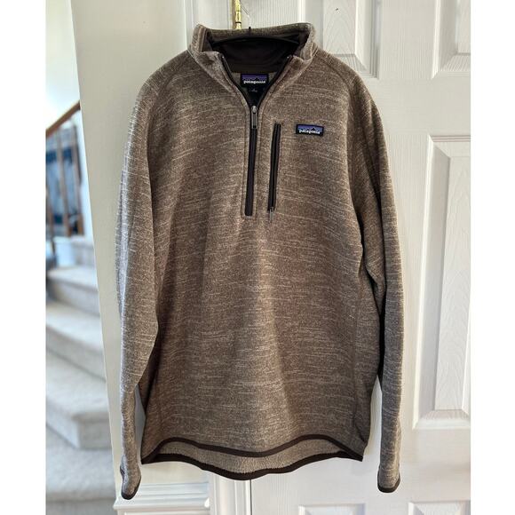 Patagonia Better Sweater Marled Light Brown Quarter Zip Fleece Jacket - Picture 1 of 5